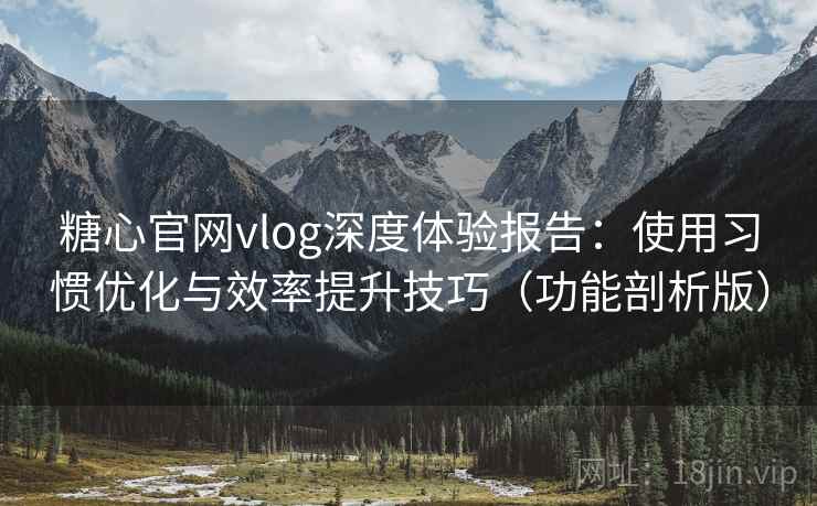 糖心官网vlog深度体验报告：使用习惯优化与效率提升技巧（功能剖析版）