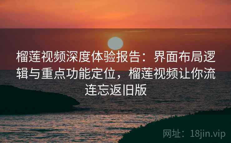 榴莲视频深度体验报告：界面布局逻辑与重点功能定位，榴莲视频让你流连忘返旧版